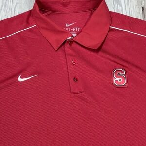 Nike Polo Shirt Men's XL Red Dri-Fit Short Sleeve Embroider Swoosh‎